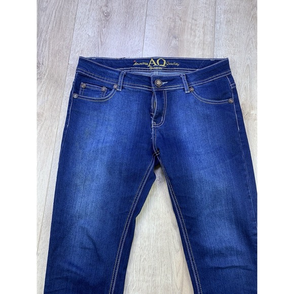 AQ American Quality Denim Women Sz 9 Dark Wash Cut Off Stretch‎ Jeans Low Rise - Picture 2 of 16